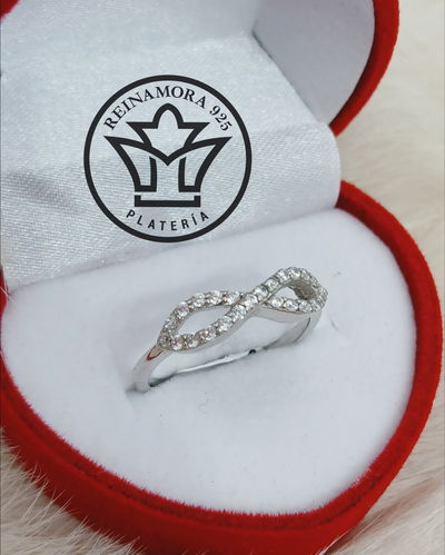 Anillo Plata 925 Rodinado Oro Blanco Infinito 2.6grs