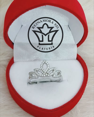 Anillo Plata 925 Rodinado Oro Blanco Corona Alta Cubic 2.6grs