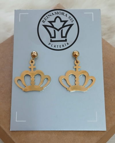 Aros Acero Quirúrgico Dorado Colgantes Fru Fru Corona