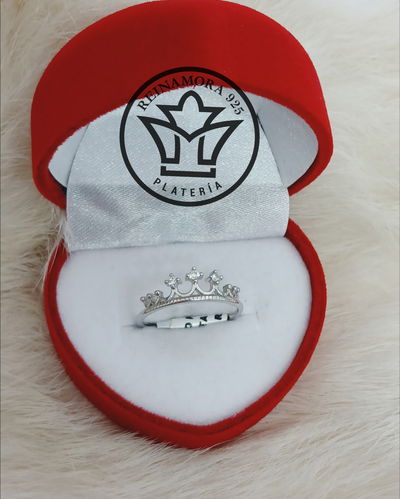 Anillo Plata 925 Rodinado Oro Blanco Corona Baja Cz 1.2grs