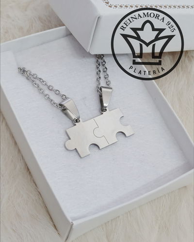 Dije Acero Quirúrgico para Compartir + 2 Cadenas + Grabados