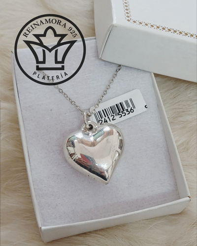 Dije Plata 925 Corazón Inflado 28mm 5.2grs