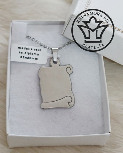 Dije Acero Quirúrgico Rectangular Diploma 32x20mm