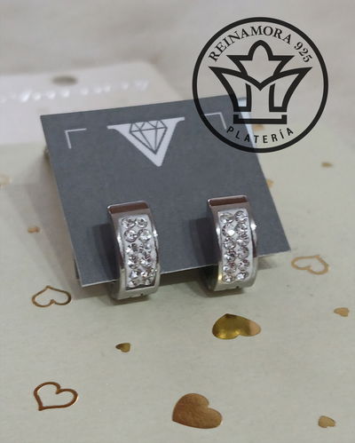 Aros Acero Quirúrgico Argolla Ancha Multistrass