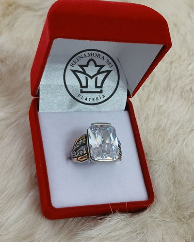 Anillo Plata 925 Oro Cz 10grs