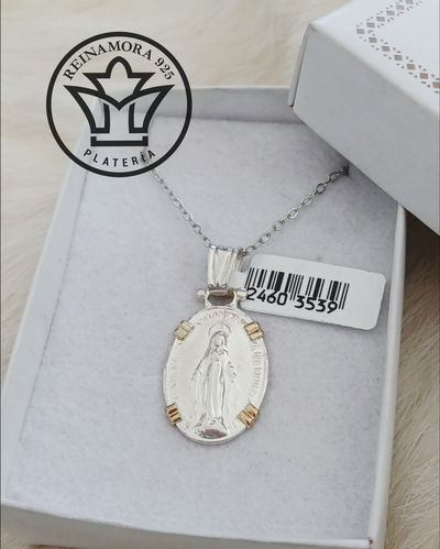 Dije Plata 925 Oro Virgen Milagrosa 4.5grs