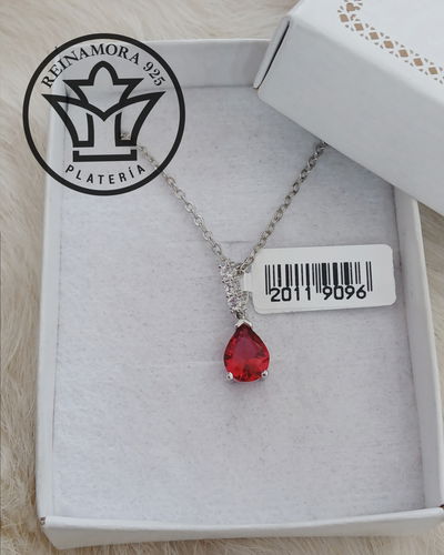 Dije Plata 925 Rodinado Oro Cz fucsia 19mm
