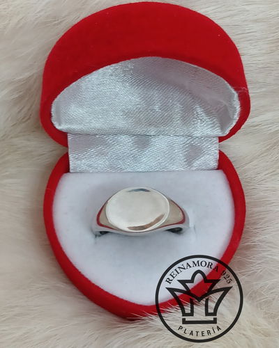 Anillo Sello Plata 925 Rodinado oro blanco + Grabado