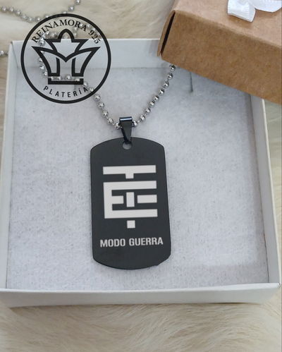 Dije Acero Quirúrgico Negro 43x24mm + Cadena + Grabado Logo ambos lados