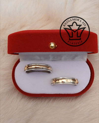 Alianzas Plata 925 Oro 5mm sin fin