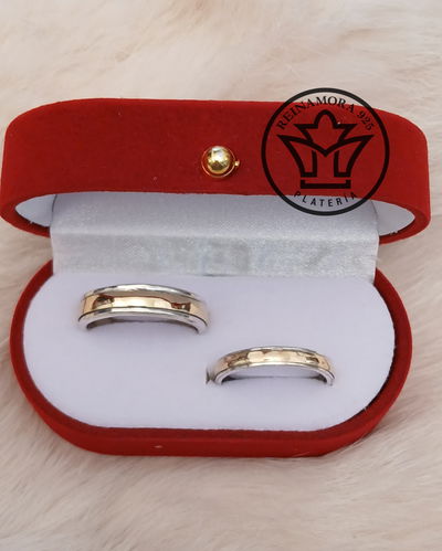 Alianzas Plata 925 Oro 5mm y 3.5mm sin fin
