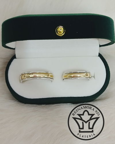Alianzas Plata 925 Oro 5mm sin fin