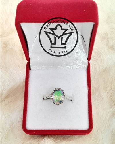 Anillo Plata 925 Cz Corona Aurora Boreal Violeta