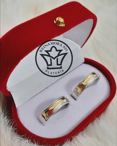 Alianzas Plata 925 & Oro Cinta 5mm Medio Sin Fin