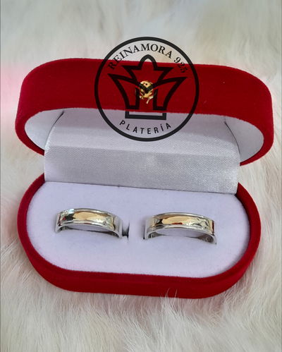 Alianzas Plata 925 Oro Cinta 5mm Medio Sin Fin