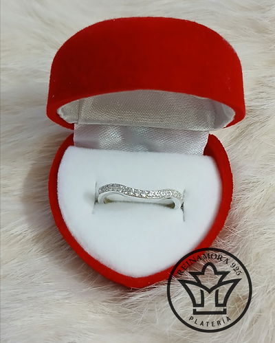 Anillo Plata 925 Medio Cintillo Cz onda 2.5mm 2gr 