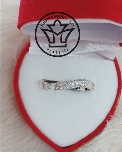 Anillo Plata 925 Cintillo Cz 5 Ola 2,5gr