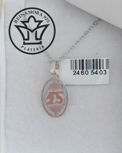 Dije Plata 925 Ovalada Relieve Quince 18mm