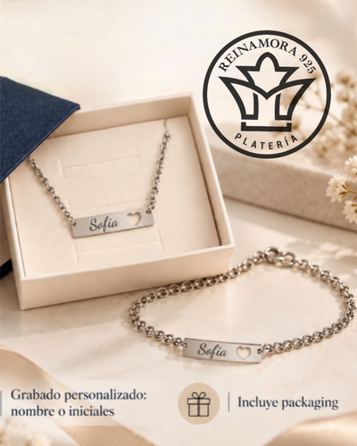 Set Acero Quirúrgico (Gargantilla & Pulsera)+ Grabado
