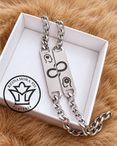  Pulseras Acero Quirúrgico ID Rectangular 38x10mm Para Compartir + Grabado Logo
