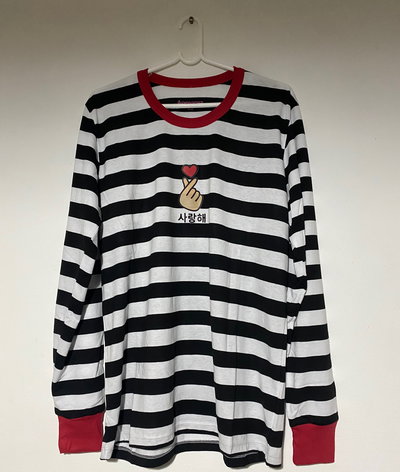 Remera Rayada Corazón Coreano Manga Larga
