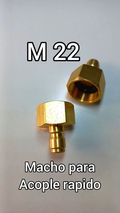 Acople Adaptador M22 a macho para acople rapido 1/4