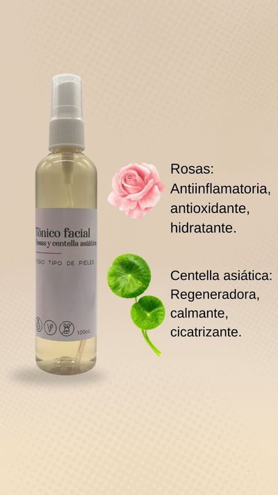 Tonico facial Rosas y Centella Asiática. 