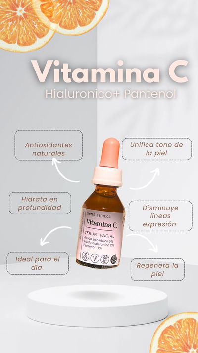 Serum facial Vitamina C, Hialuronico, Pantenol 