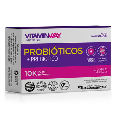 Probióticos + prebióticos 10k x30