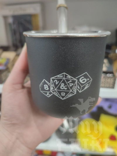 Mate Dungeon and Dragons - dados rol acero inoxidable con bombilla