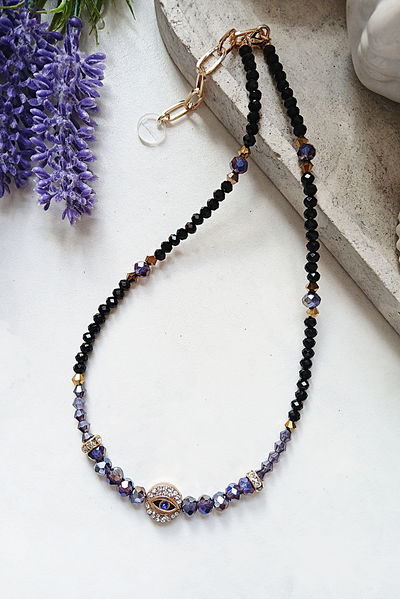 COLLAR - OJITO STRASS NEGRO