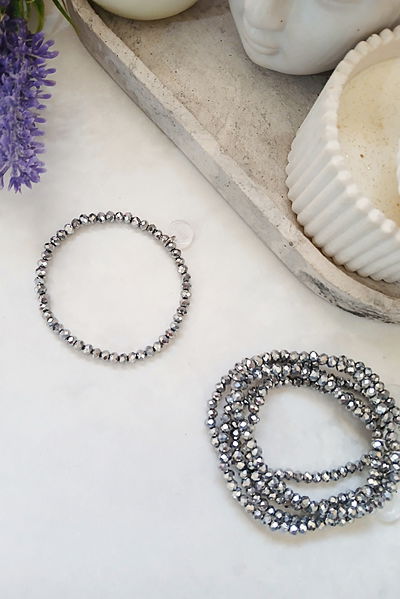 PULSERA - GRIS METALIZADO - ELÁSTICA