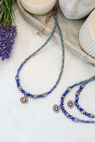 COLLAR OJITO STRASS AZUL