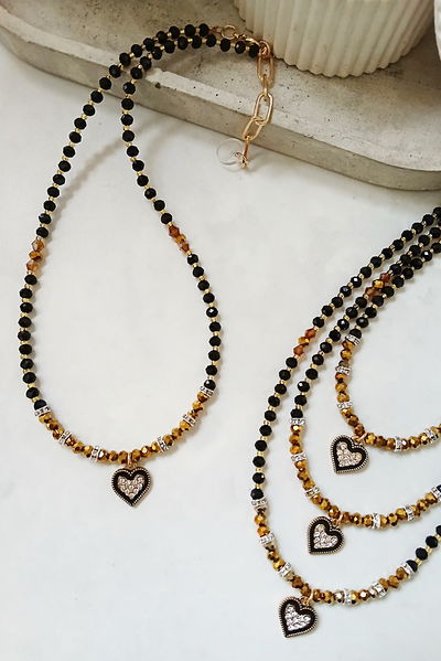 COLLAR - CORAZON STRASS NEGRO