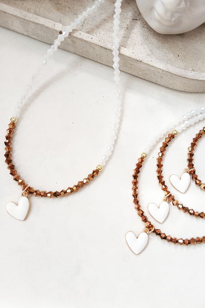 COLLAR - CORAZÓN ESMALTADO BLANCO