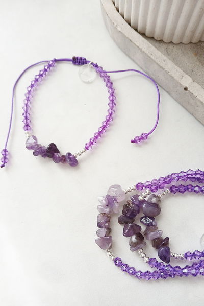PULSERA - PLATA - ESCALLA AMATISTA