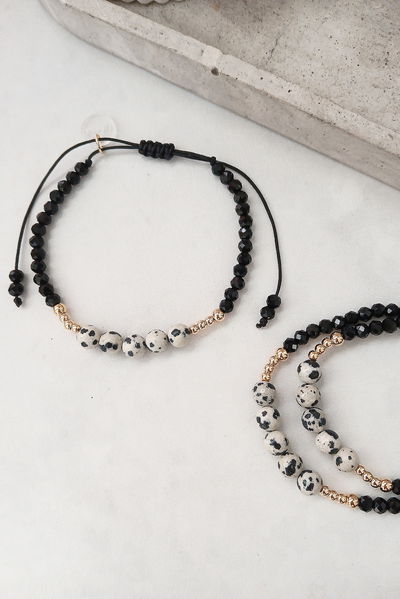 PULSERA - ORO LAMINADO - JASPE DÁLMATA