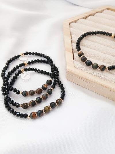 PULSERA - ORO LAMINADO -  OJO DE TIGRE