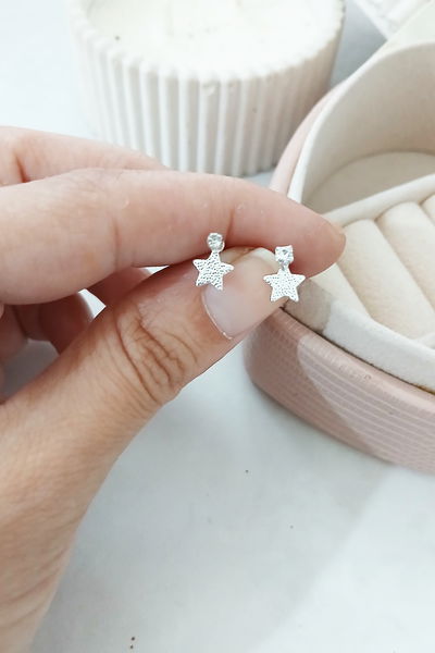AROS - PLATA - ESTRELLITA MINI CUBIC