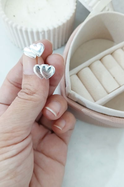 AROS - PLATA - CORAZON DOBLE