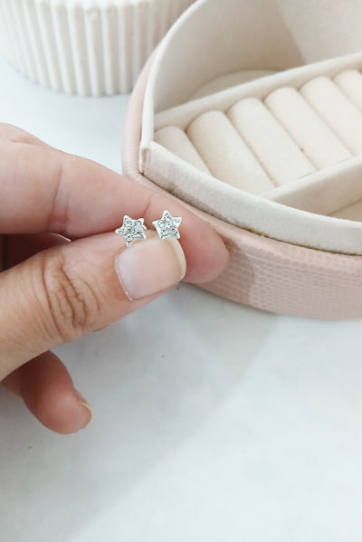AROS - PLATA - ESTRELLITAS CUBICS