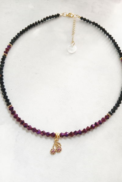 COLLAR - ORO LAMINADO - CHERRY VIOLETA