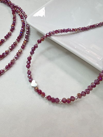 COLLAR - PLATA 925 - CORAZÓN BORDO