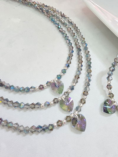 COLLAR - PLATA 925 SWAROVSKI CORAZÓN ESMERALDA SHIMMER