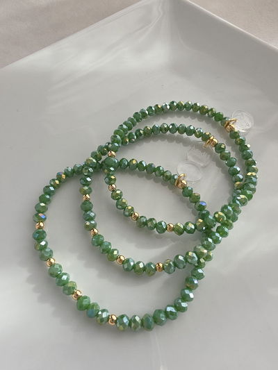 PULSERA - ORO LAMINADO BOLITAS VERDE