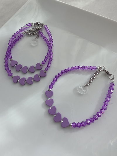 PULSERA - CORAZONES HEMATITE VIOLETA