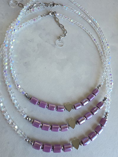 COLLAR - CORAZON CERAMICA LILA