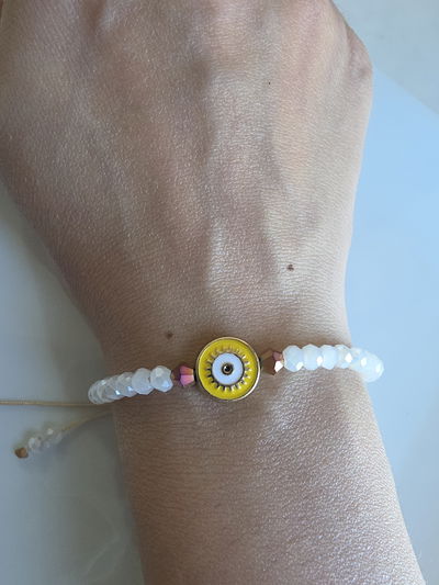 PULSERA - OJITO ESMALTADO NATURAL - REGULABLE