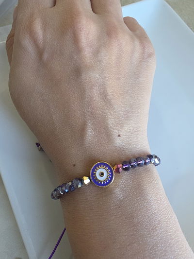 PULSERA - OJITO ESMALTADO VIOLETA - REGULABLE
