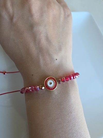 PULSERA - OJITO ESMALTADO ROJA - REGULABLE